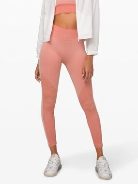 Lululemon Ebb to Train Tight Abstract Pink High Rise Leggings Size 2